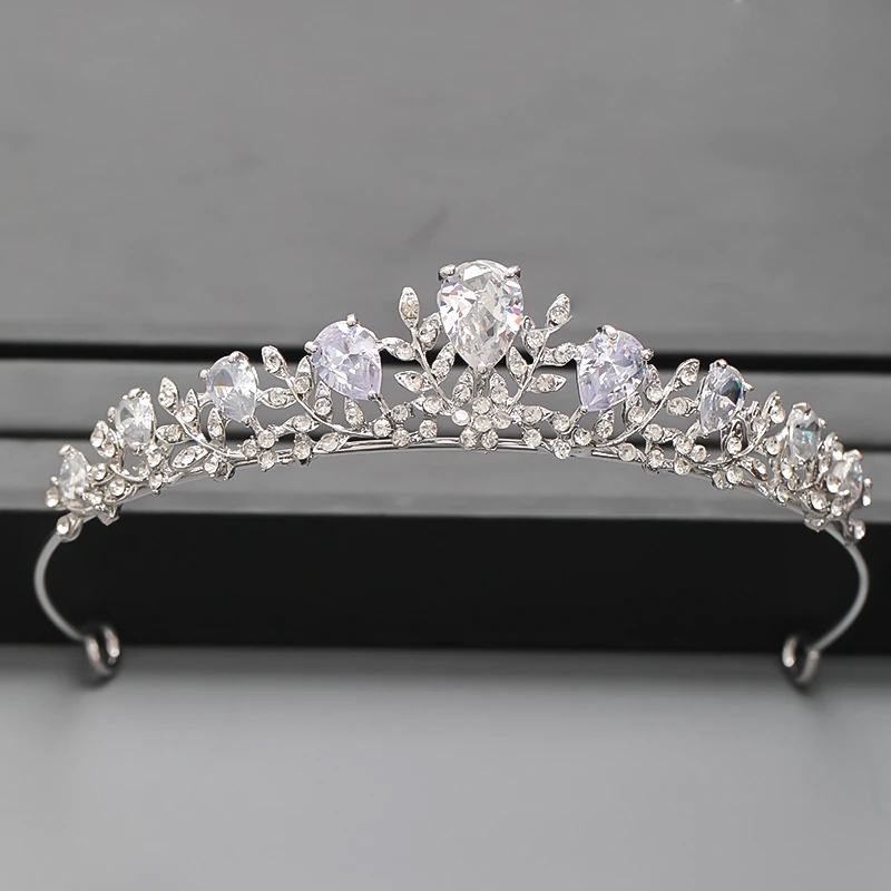 DIADEM Tiara Strass Silber Braut Schmuck Kopfschmuck Prinzessin Haarreifen  Kommunion H1210