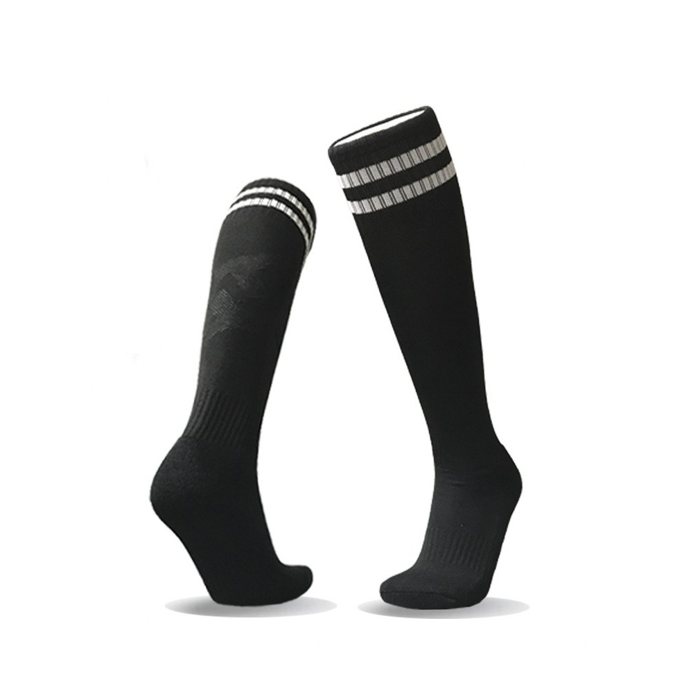 Image of (1 Paar) Fussball Stutzen Knie Strümpfe Sport Socken (One Size) - Schwarz / Weiss bei Apfelkiste.ch