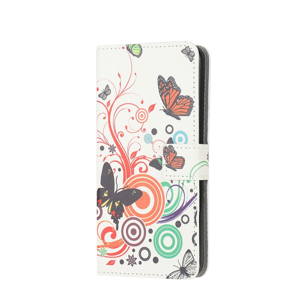 Image of Samsung Galaxy A12 Leder Tasche - Bunte Schmetterlinge bei Apfelkiste.ch