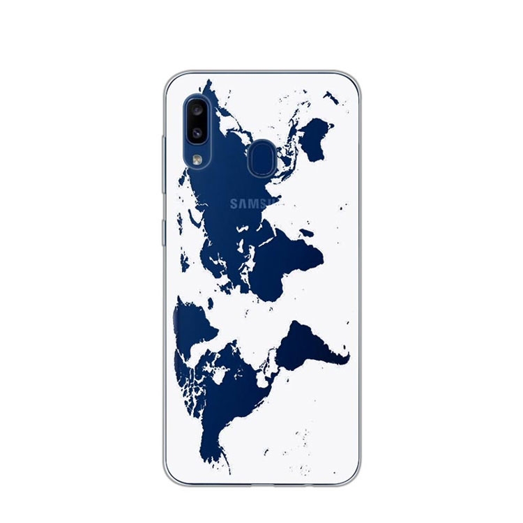 Image of Apfelkiste © - Samsung Galaxy A20e Gummi Case Hülle Ultra Thin Weltkarte - Weiss bei Apfelkiste.ch