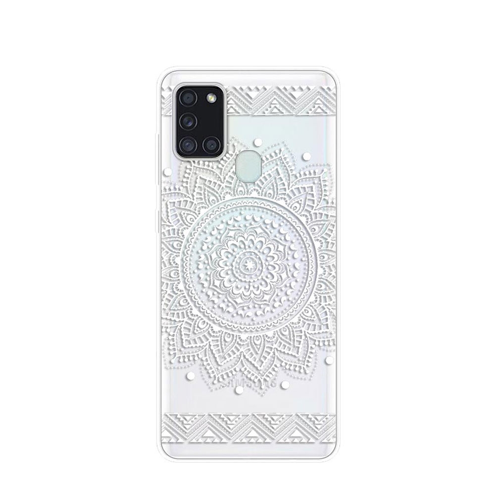 Image of Apfelkiste © - Samsung Galaxy A21s Gummi Case Hülle Ultra Thin Mandala - Transparent / Weiss bei Apfelkiste.ch