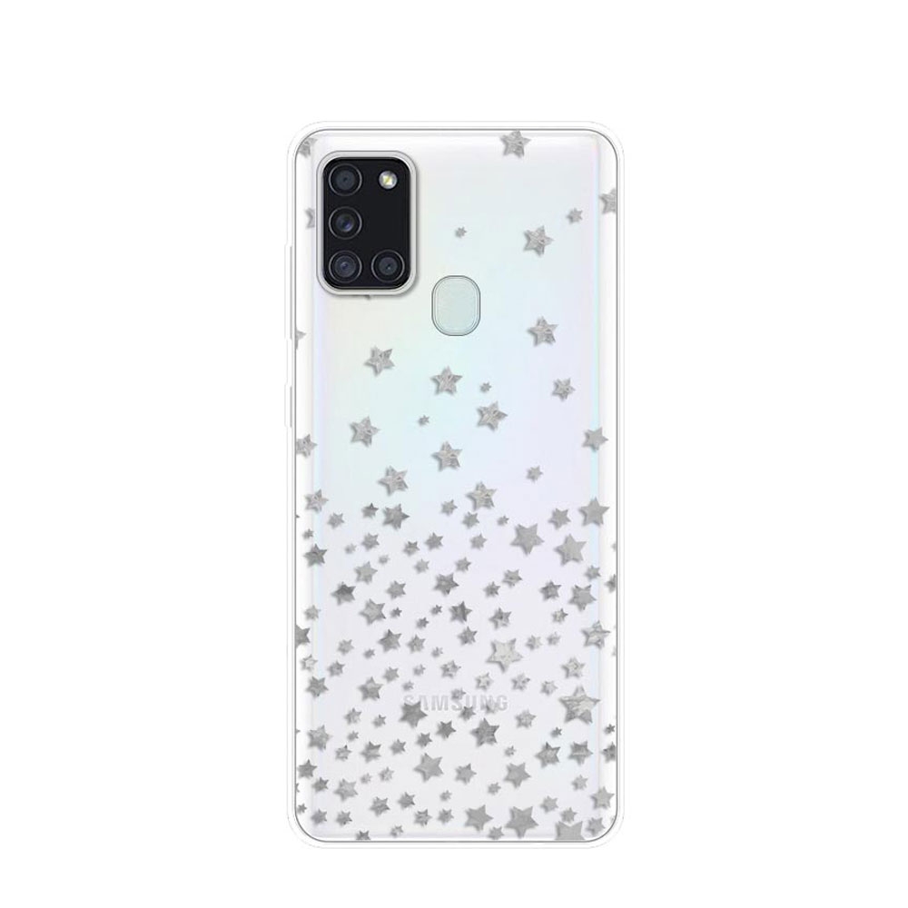 Image of Apfelkiste © - Samsung Galaxy A21s Gummi Case Hülle Ultra Thin Sterne - Transparent bei Apfelkiste.ch