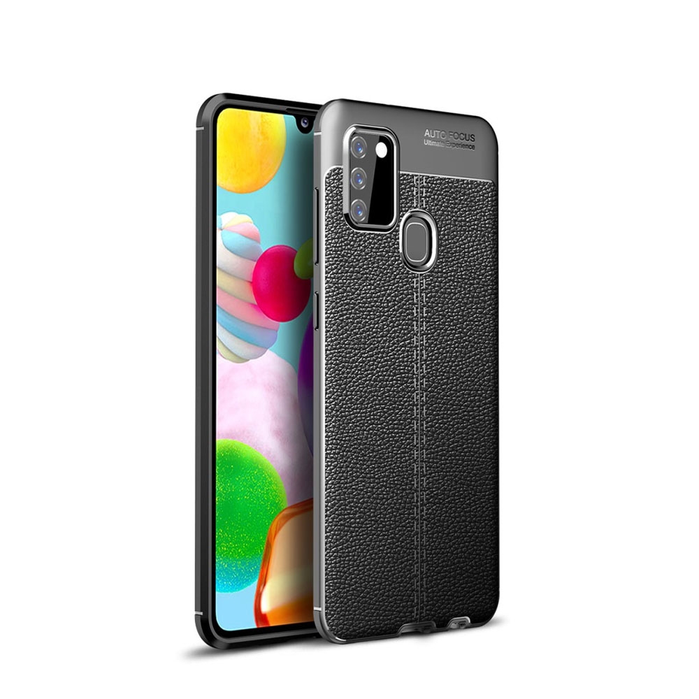 Image of Samsung Galaxy A21s Hülle Litchi Look - Schwarz bei Apfelkiste.ch