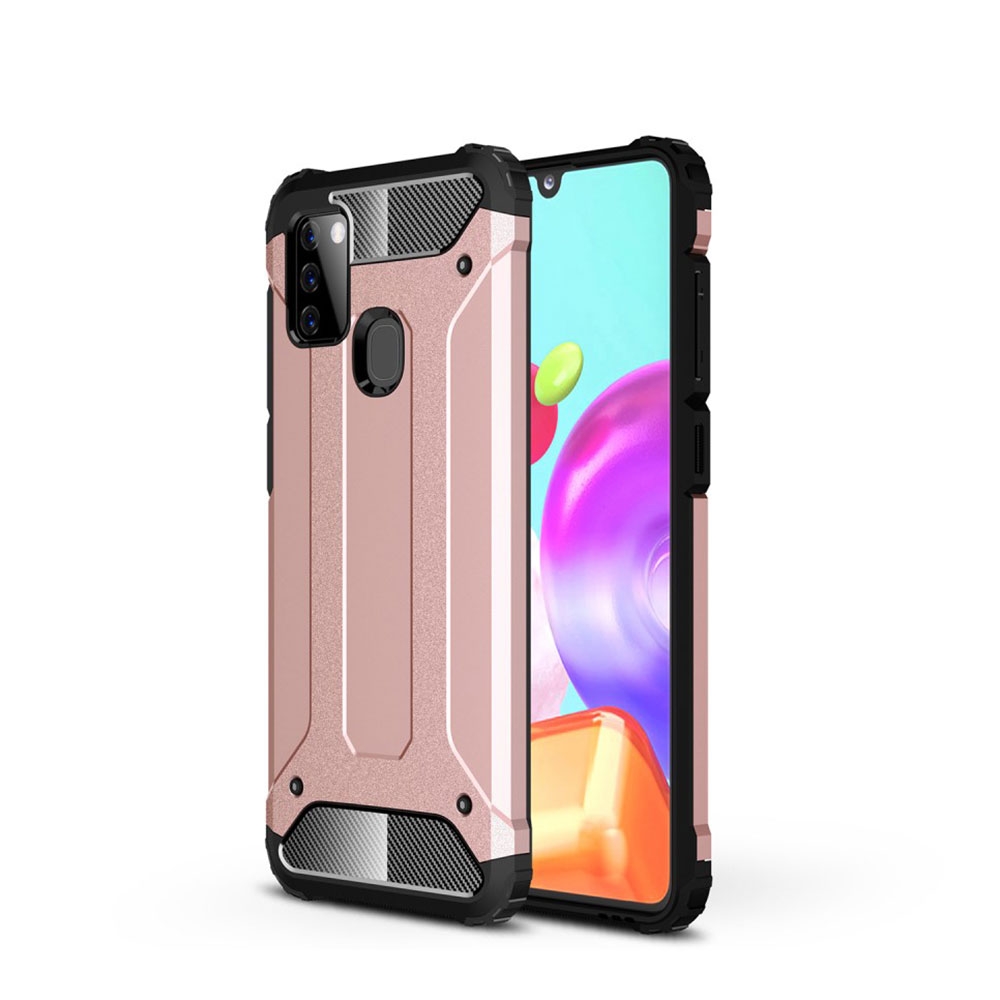 Image of Samsung Galaxy A21s Outdoor Hybrid Hardcase Hülle - Roségold / Schwarz bei Apfelkiste.ch