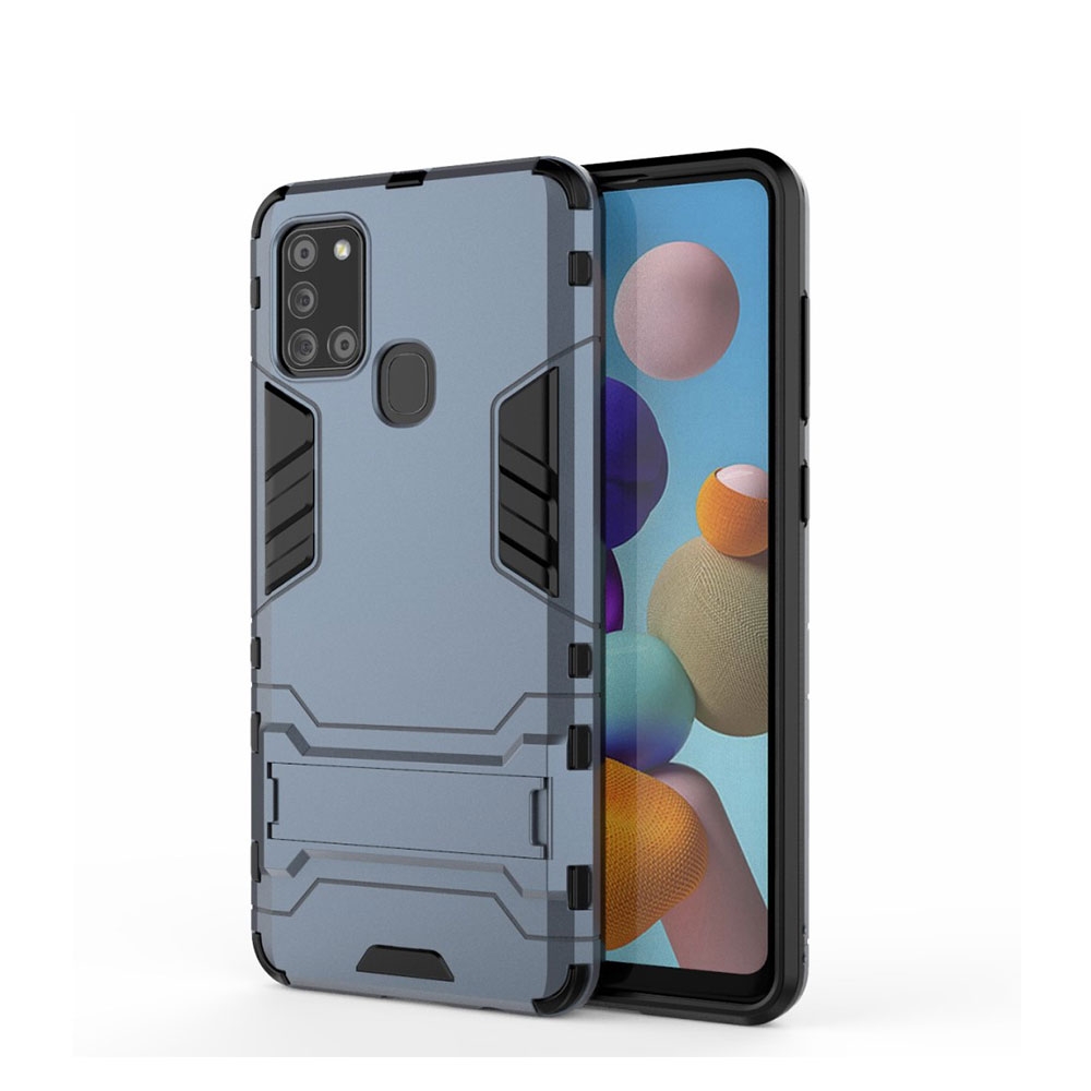 Image of Samsung Galaxy A21s Hybrid Hardcase Hülle + Kickstand Haltering - Blau bei Apfelkiste.ch