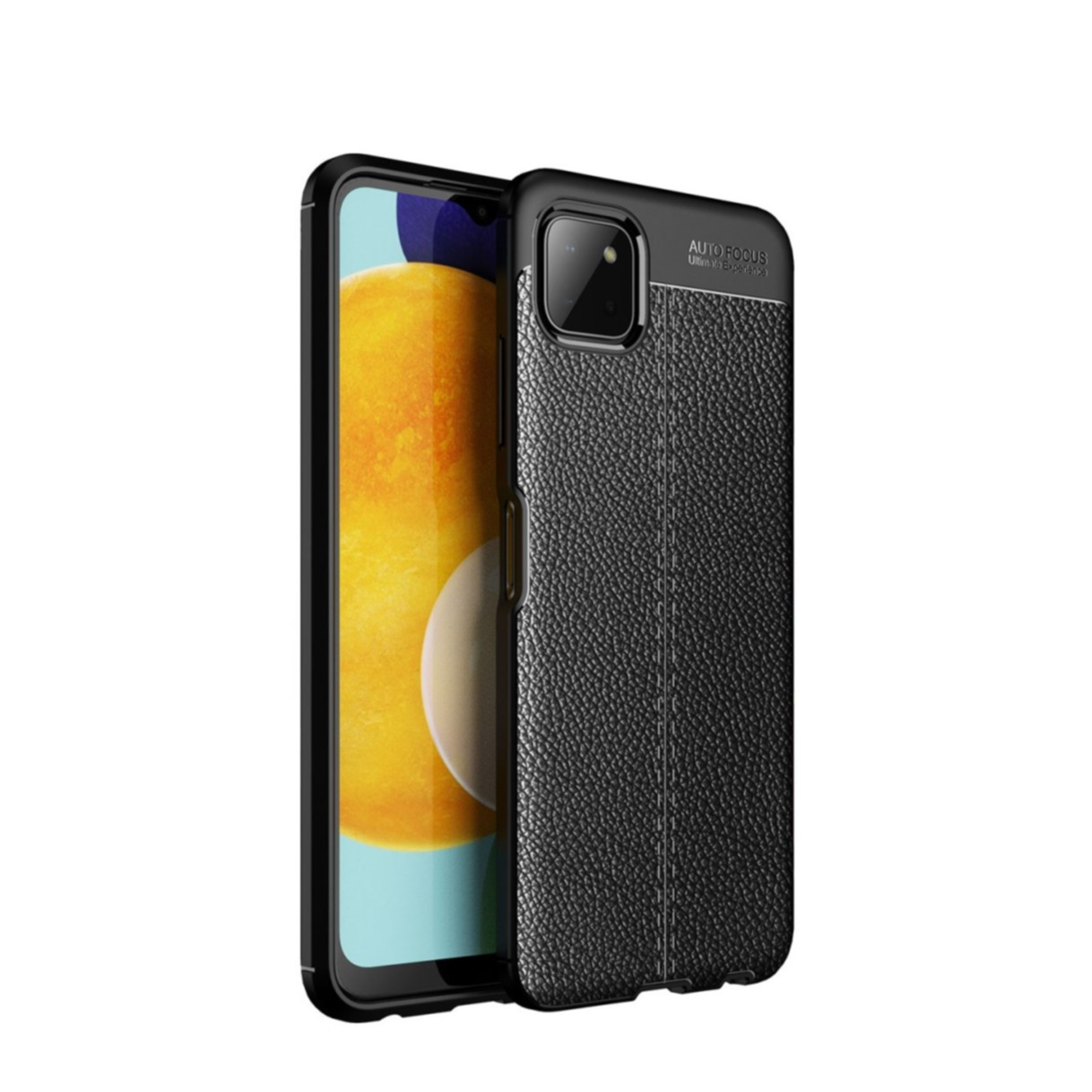 Image of Samsung Galaxy A22 5G Gummi Hülle Litchi Look - Schwarz bei Apfelkiste.ch