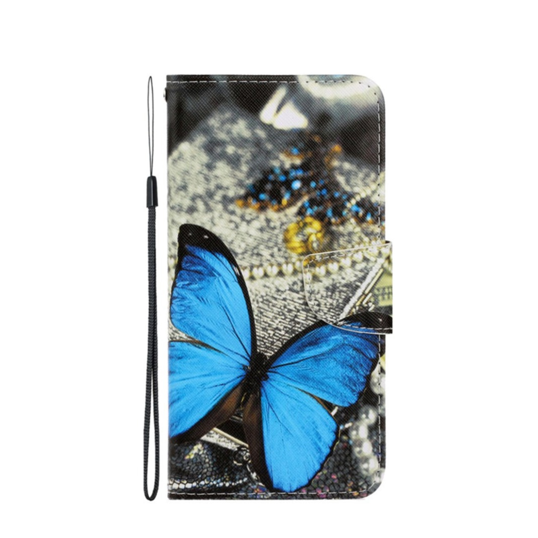 Image of Samsung Galaxy A22 5G Leder Tasche - Blauer Schmetterling bei Apfelkiste.ch