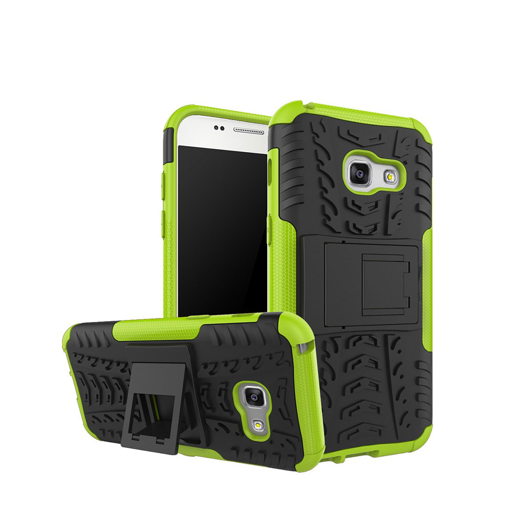 Image of Samsung Galaxy A3 (2017) Outdoor Hybrid Hardcase Hülle - Schwarz / Grün bei Apfelkiste.ch