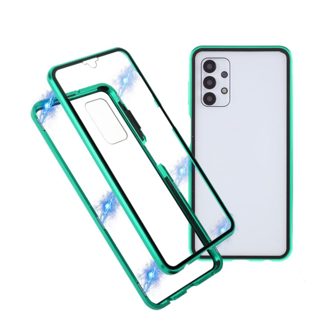Image of Samsung Galaxy A32 5G Magnetische Alu Schutzhülle mit Panzer Glas Backcover + Displayschutz (Magnet-Technologie) - Grün bei Apfelkiste.ch