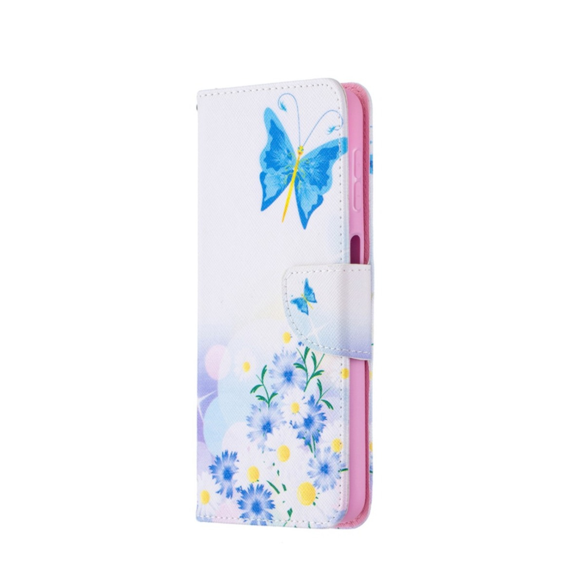 Image of Samsung Galaxy A32 5G Leder Tasche mit Kartenfächern - Schmetterling und Blumen bei Apfelkiste.ch