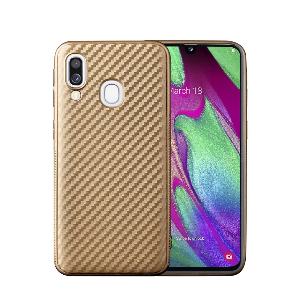 Image of Samsung Galaxy A40 Gummi Case Hülle im Carbon Look - Gold bei Apfelkiste.ch