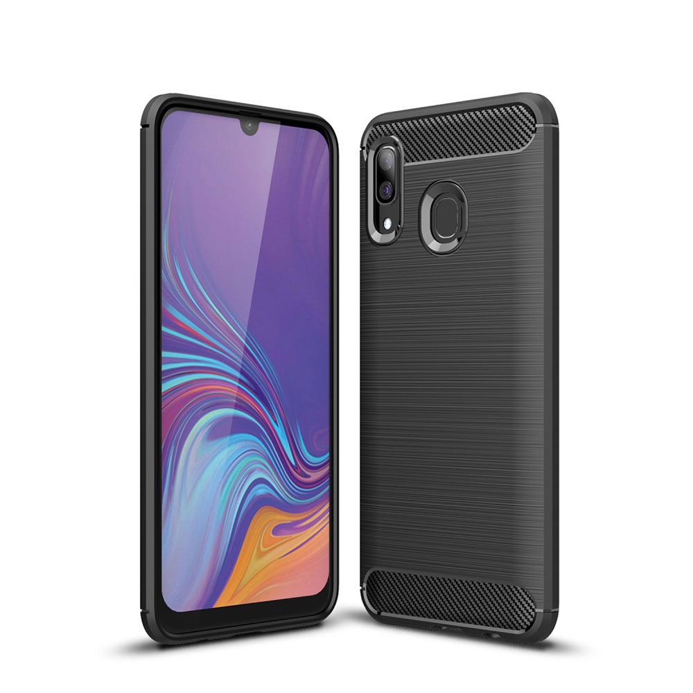 Image of Samsung Galaxy A40 Gummi Case Schutzhülle Carbon Look - Schwarz bei Apfelkiste.ch