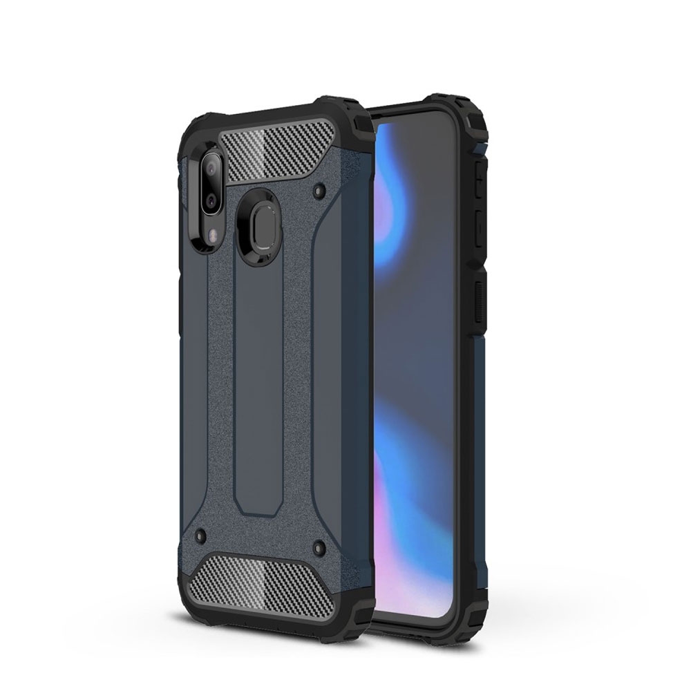 Image of Samsung Galaxy A40 Outdoor Hybrid Hardcase Hülle - Dunkelblau / Schwarz bei Apfelkiste.ch