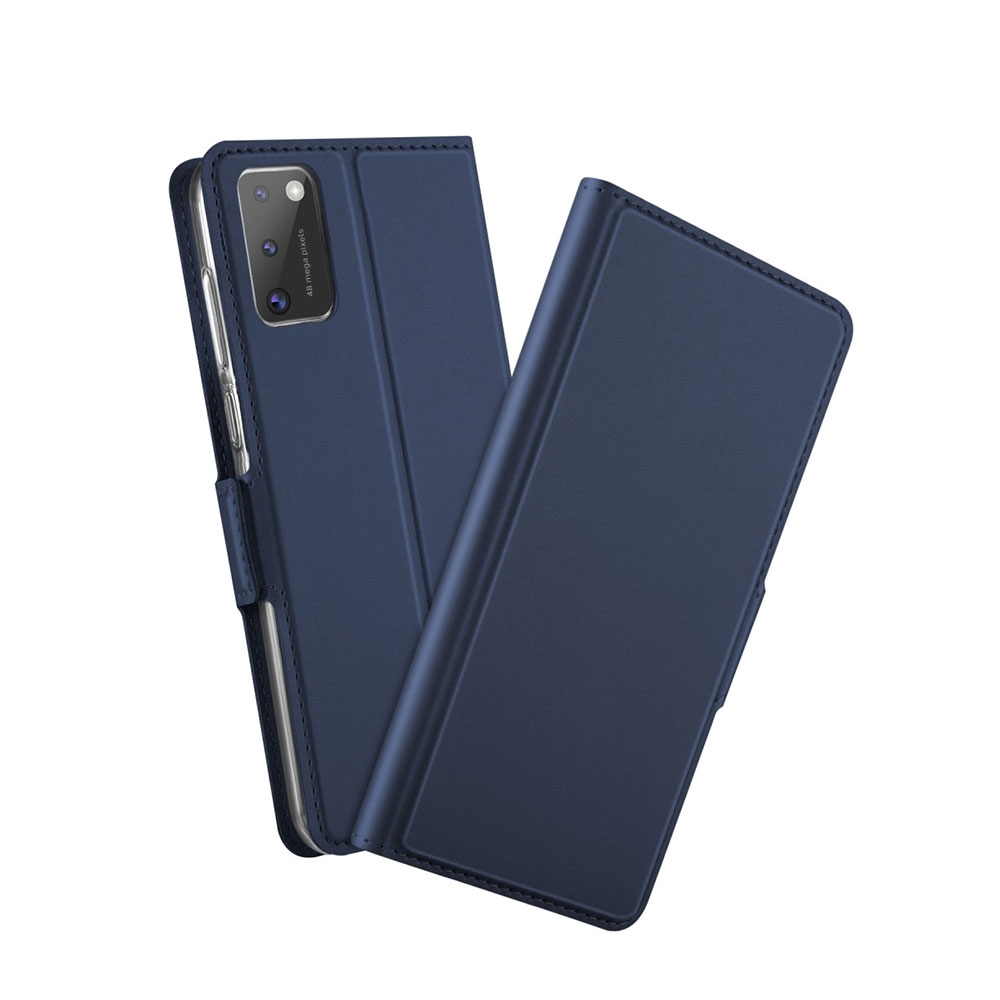 Image of Samsung Galaxy A41 Flip Wallet Cover Leder Tasche mit Magnetverschluss - Dunkelblau bei Apfelkiste.ch
