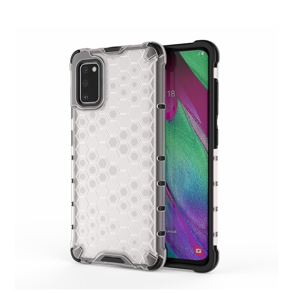 Image of Samsung Galaxy A41 Hybrid Hülle Air Cushion Fallschutz + Bumper im Waben Design - Transparent bei Apfelkiste.ch