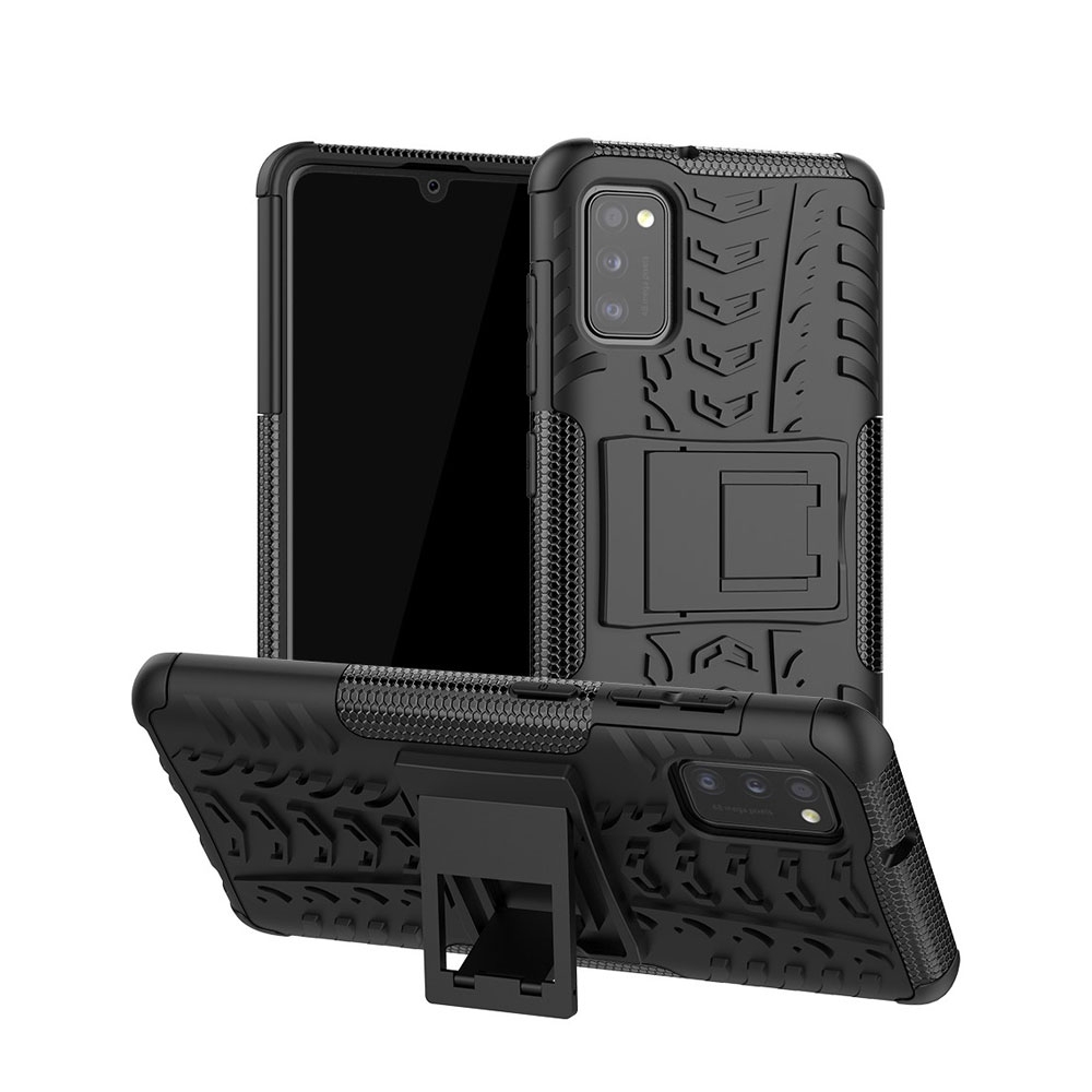 Image of Samsung Galaxy A41 Hybrid Outdoor Gummi Case Hülle mit Aufsteller - Schwarz bei Apfelkiste.ch