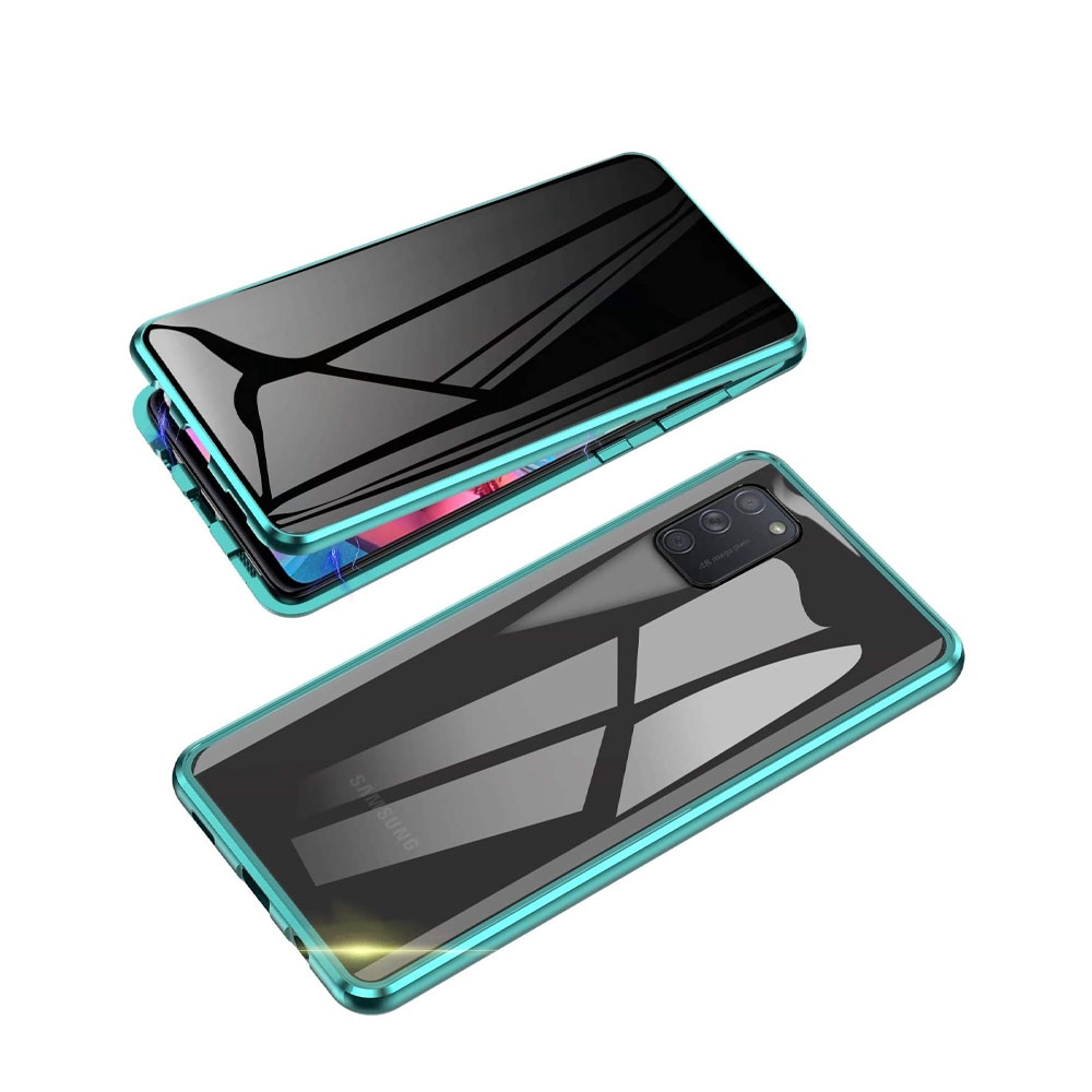 Image of Samsung Galaxy A41 Magnetische Alu Schutzhülle mit Panzer Glas Backcover + Privacy Displayschutz (Magnet-Technologie) - Grün bei Apfelkiste.ch