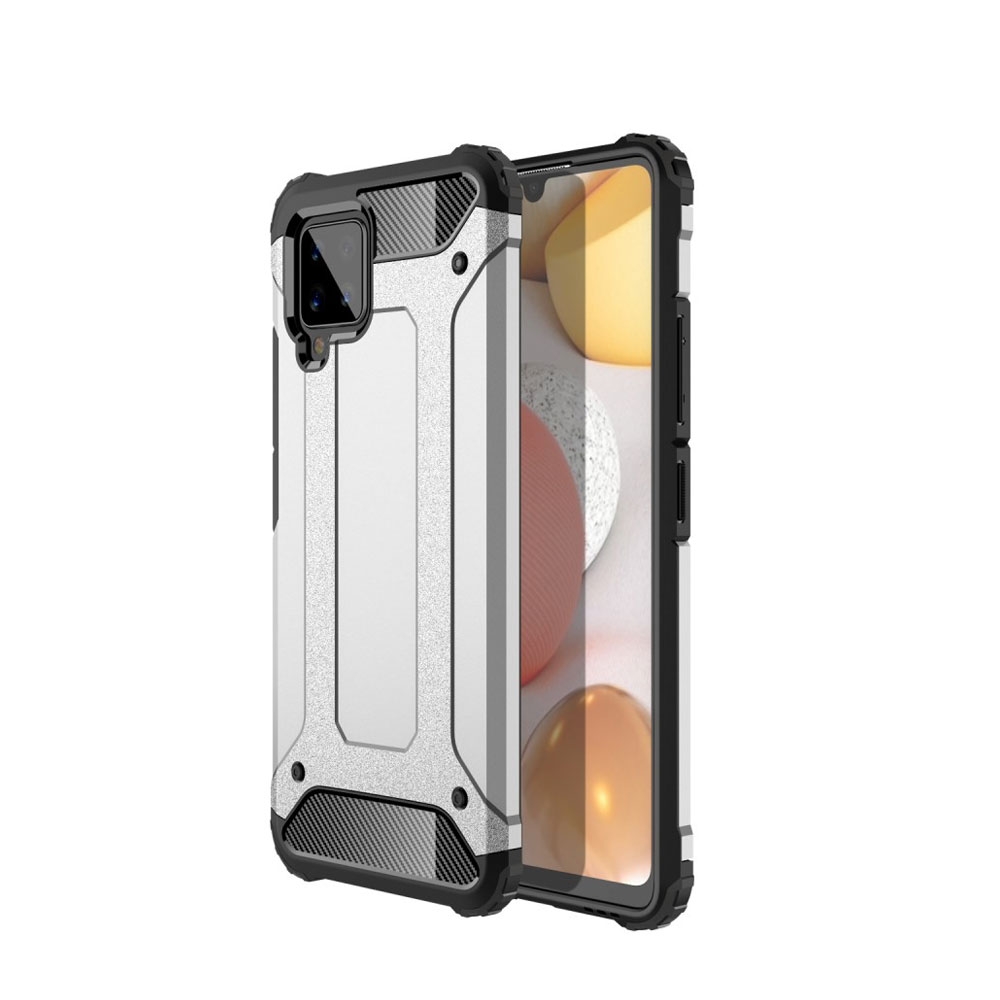 Image of Samsung Galaxy A42 5G Outdoor Hybrid Hardcase Hülle - Silber / Schwarz bei Apfelkiste.ch