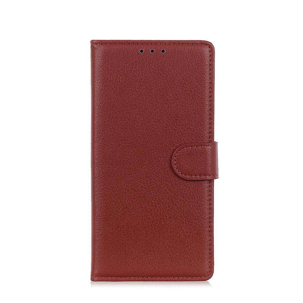 Image of Samsung Galaxy A42 5G Leder Tasche Flip Cover Litchi Look - Braun bei Apfelkiste.ch