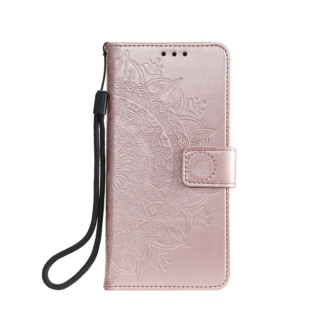 Image of Samsung Galaxy A42 5G Leder Tasche Wallet - Mandala Flowers - Roségold bei Apfelkiste.ch