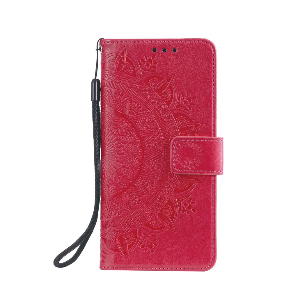 Samsung Galaxy A42 5G Leder Tasche Wallet - Mandala Flowers - Rot