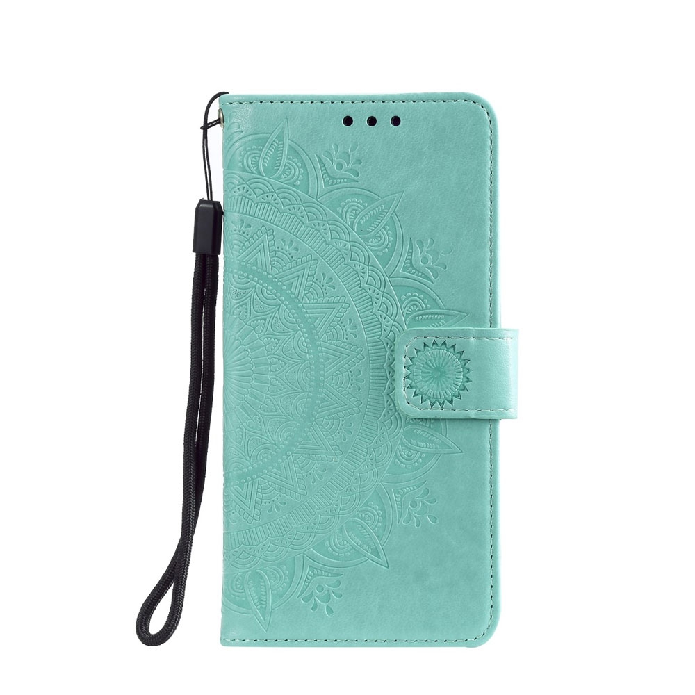 Image of Samsung Galaxy A42 5G Leder Tasche Wallet - Mandala Flowers - Türkis bei Apfelkiste.ch