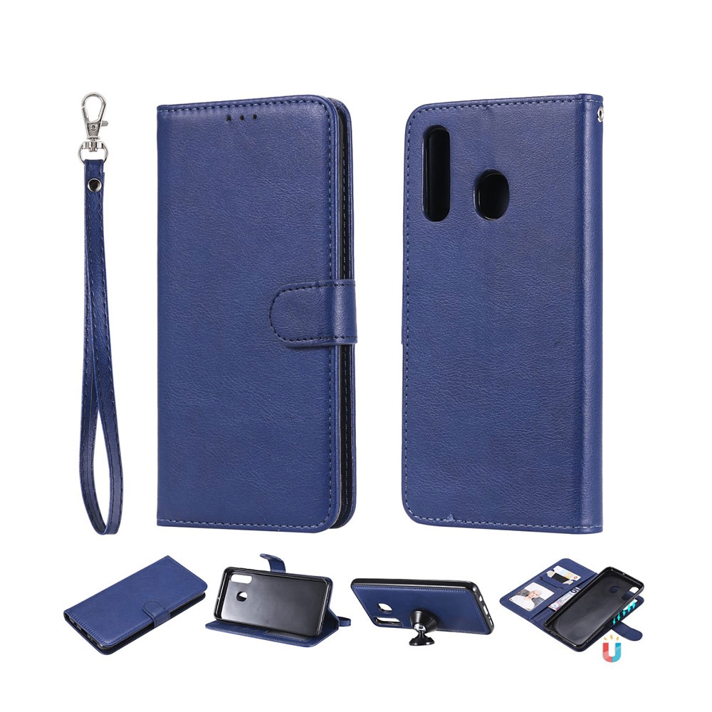 Samsung Galaxy A50 / A30s 2in1 Leder Tasche mit Kartenfach Portemonnaie + Magnet Hülle - Blau