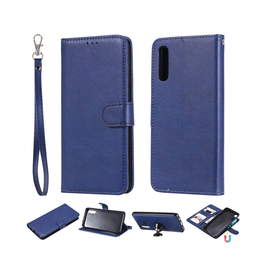 Samsung Galaxy A50 / A30s 2in1 Leder Tasche mit Kartenfach Portemonnaie + Magnet Hülle (Style II) - Blau