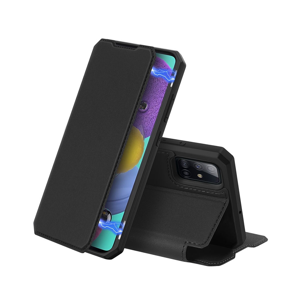 Image of Dux Ducis - Samsung Galaxy A51 (2019) Magnet Flip Wallet Cover Leder Tasche - Schwarz bei Apfelkiste.ch