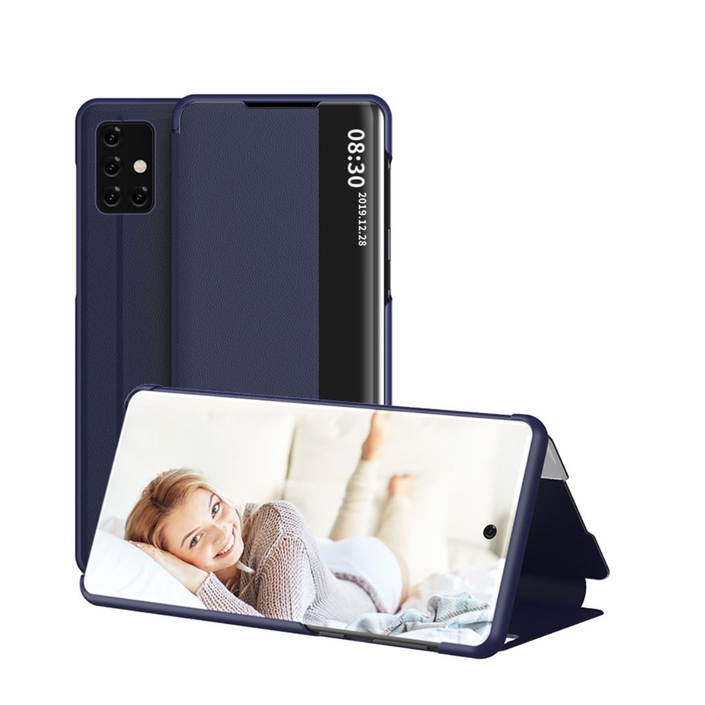 Image of Samsung Galaxy A51 (2019) Leder Hülle Slim Window View Flip Case - Dunkelblau bei Apfelkiste.ch