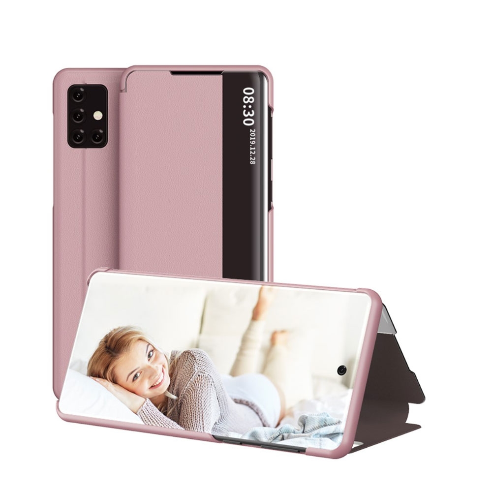 Image of Samsung Galaxy A51 (2019) Leder Hülle Slim Window View Flip Case - Rosa bei Apfelkiste.ch