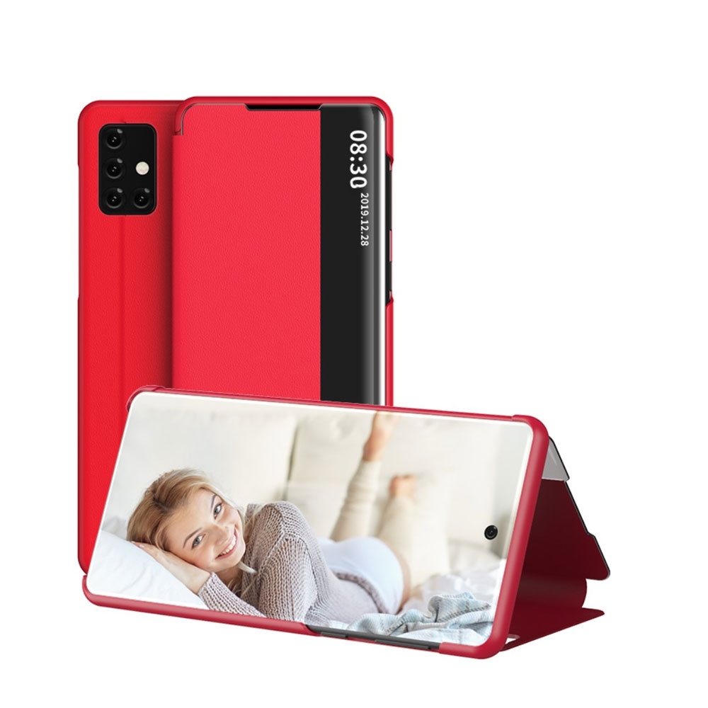 Image of Samsung Galaxy A51 (2019) Leder Hülle Slim Window View Flip Case - Rot bei Apfelkiste.ch