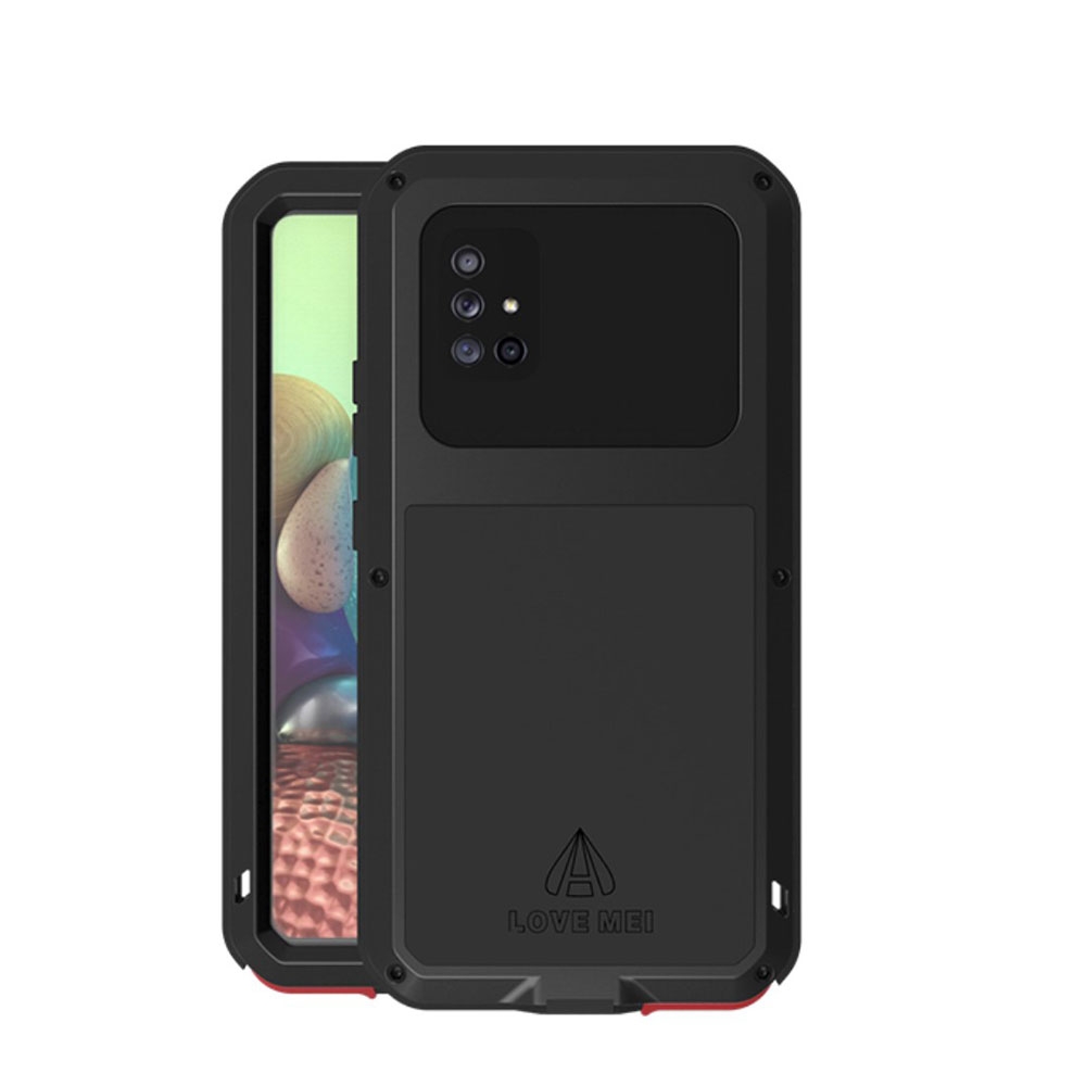 Image of LOVE MEI - Samsung Galaxy A51 5G (2020) Silikon Metall Outdoor Case + Panzerfolie - Schwarz bei Apfelkiste.ch