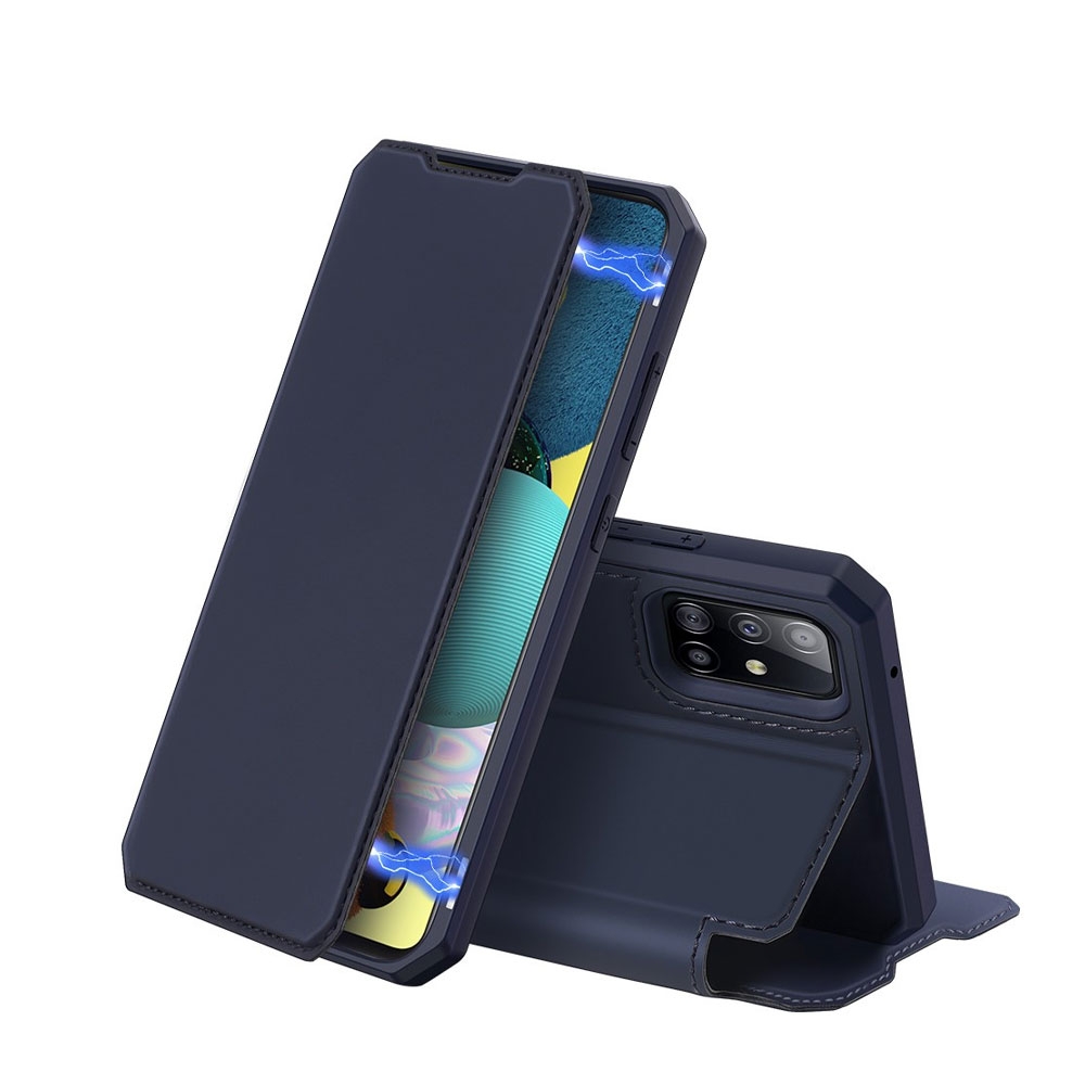 Image of Dux Ducis - Samsung Galaxy A51 5G (2020) Magnet Flip Wallet Cover Leder Tasche - Dunkelblau bei Apfelkiste.ch