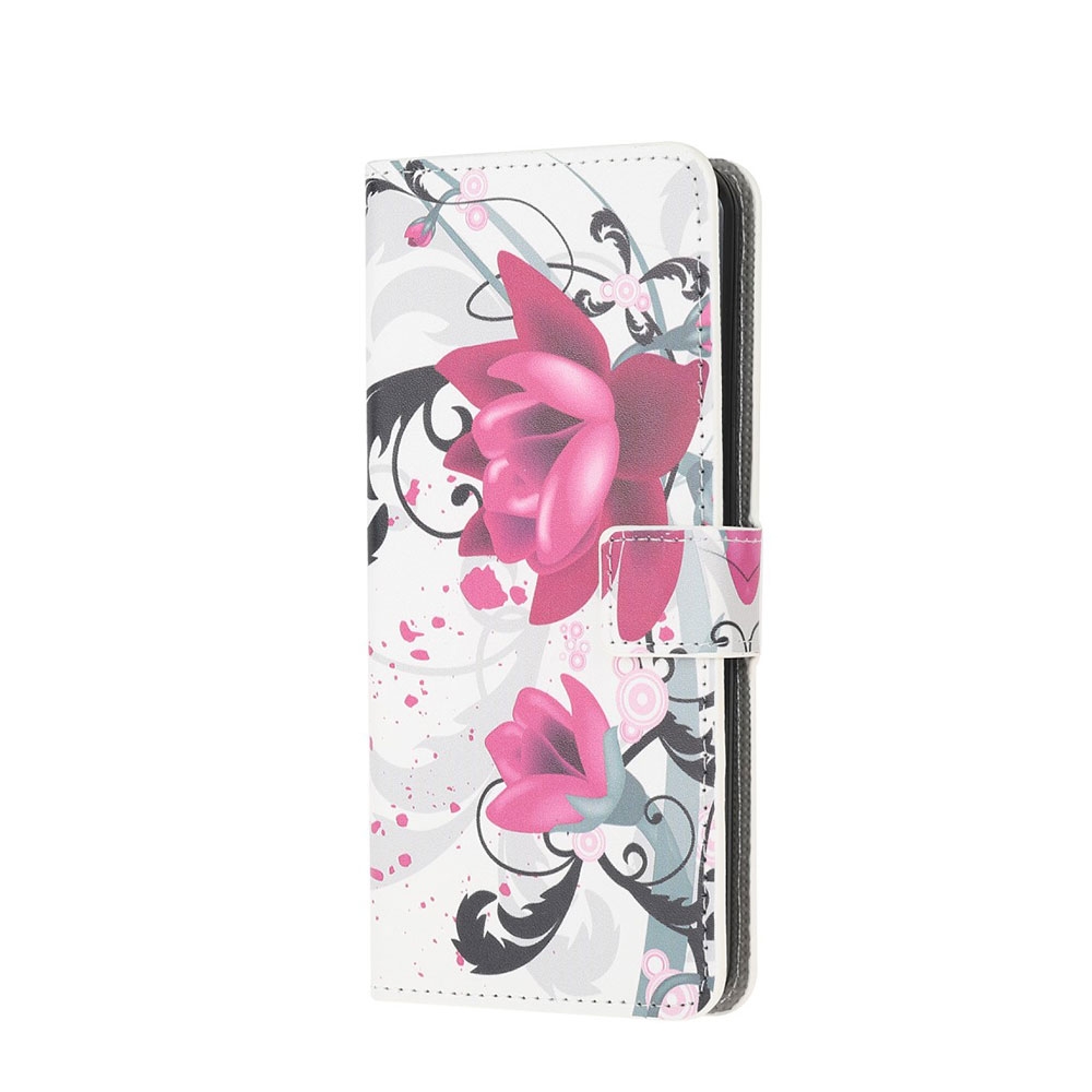 Samsung Galaxy A51 5G (2020) Leder Tasche Portemonnaie - Rosen Ranken - Weiss / Pink