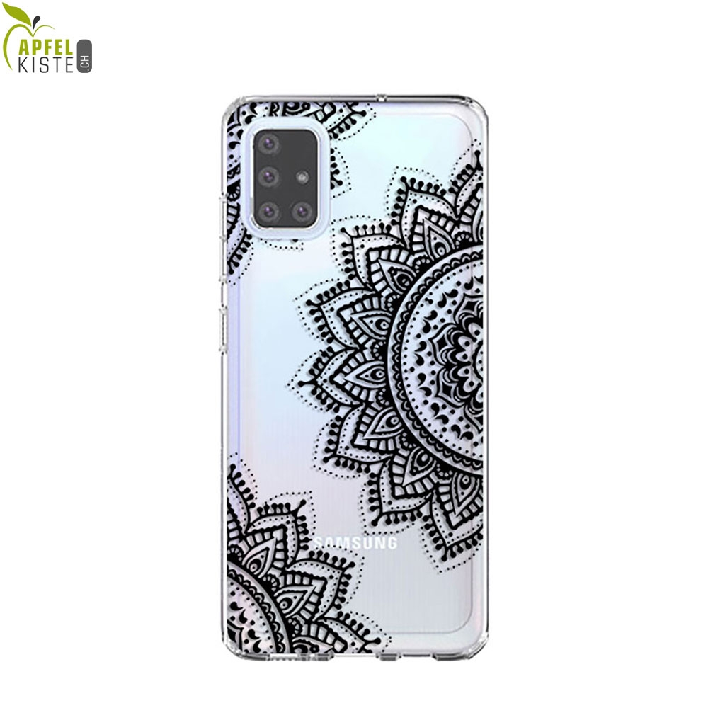© - Samsung Galaxy A51 (2019) Gummi Case Hülle Ultra Thin Henna Mandala - Transparent / Schwarz