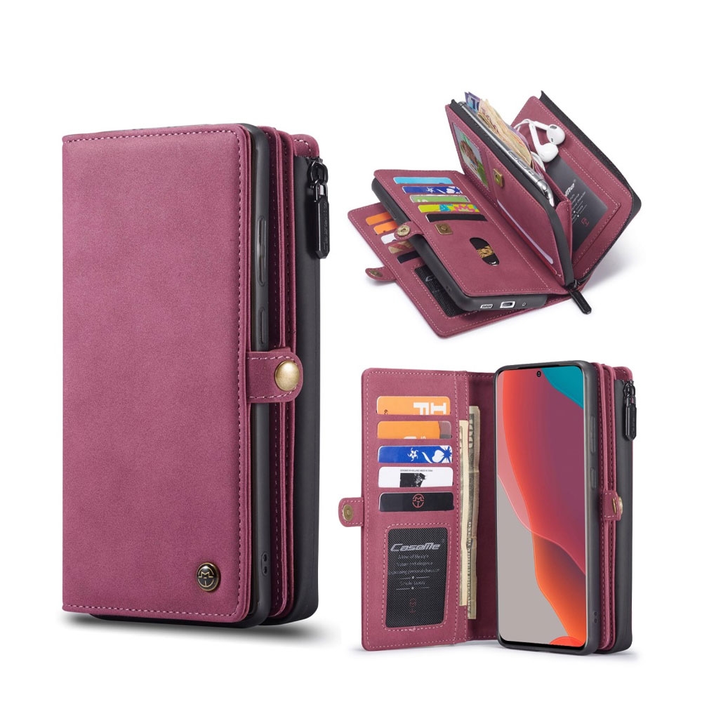 Image of Caseme - Samsung Galaxy A51 (2019) 3in1 Leder Tasche + Magnet Hardcase Karten Etui - Rot bei Apfelkiste.ch