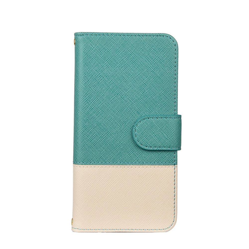 Image of Samsung Galaxy A51 (2019) Dual Color Leder Tasche mit Kartenfach - Türkis / Beige bei Apfelkiste.ch