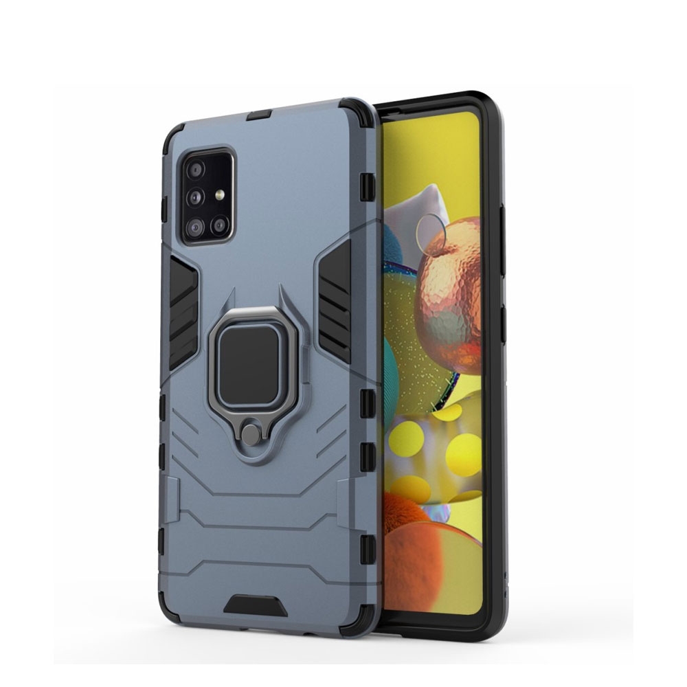 Image of Samsung Galaxy A51 5G (2020) Hybrid Hardcase Hülle + Kickstand Haltering - Blau bei Apfelkiste.ch