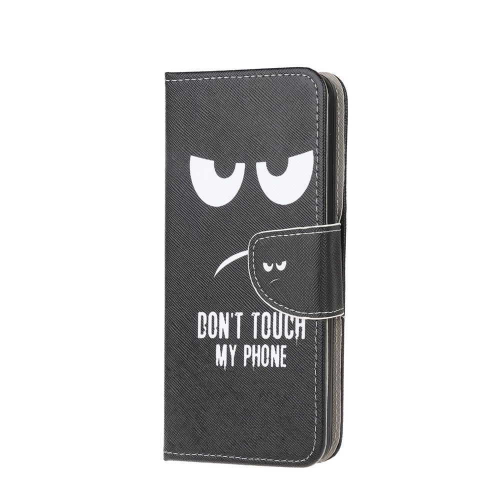Image of Samsung Galaxy A51 (2019) Leder Tasche mit Kartenfach Don't Touch My Phone - Schwarz bei Apfelkiste.ch