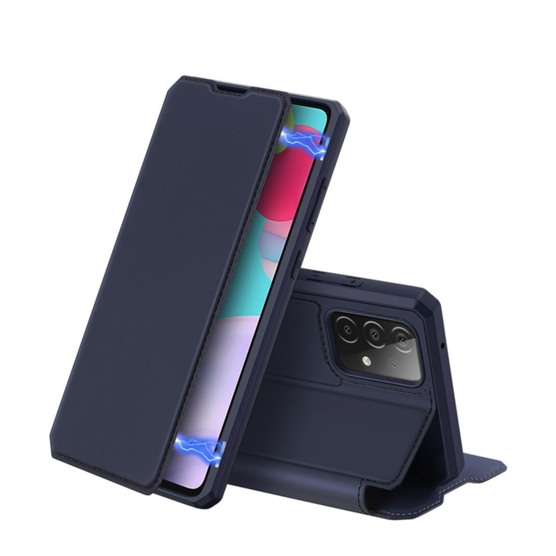 Image of Dux Ducis - Samsung Galaxy A52s 5G / A52 (5G) Magnet Flip Wallet Cover Leder Tasche - Dunkelblau bei Apfelkiste.ch