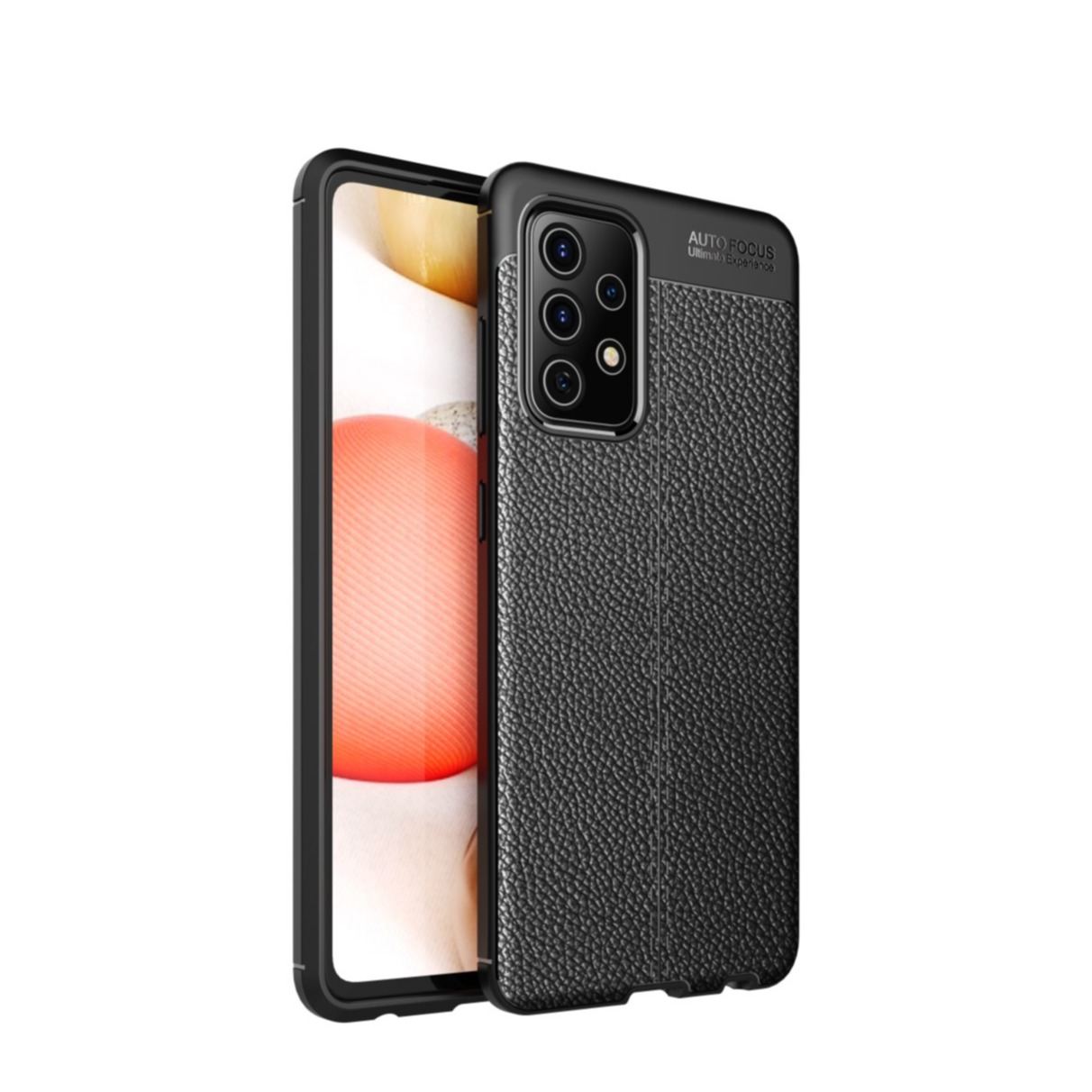 Image of Samsung Galaxy A52s 5G / A52 (5G) Gummi Hülle Litchi Look - Schwarz bei Apfelkiste.ch