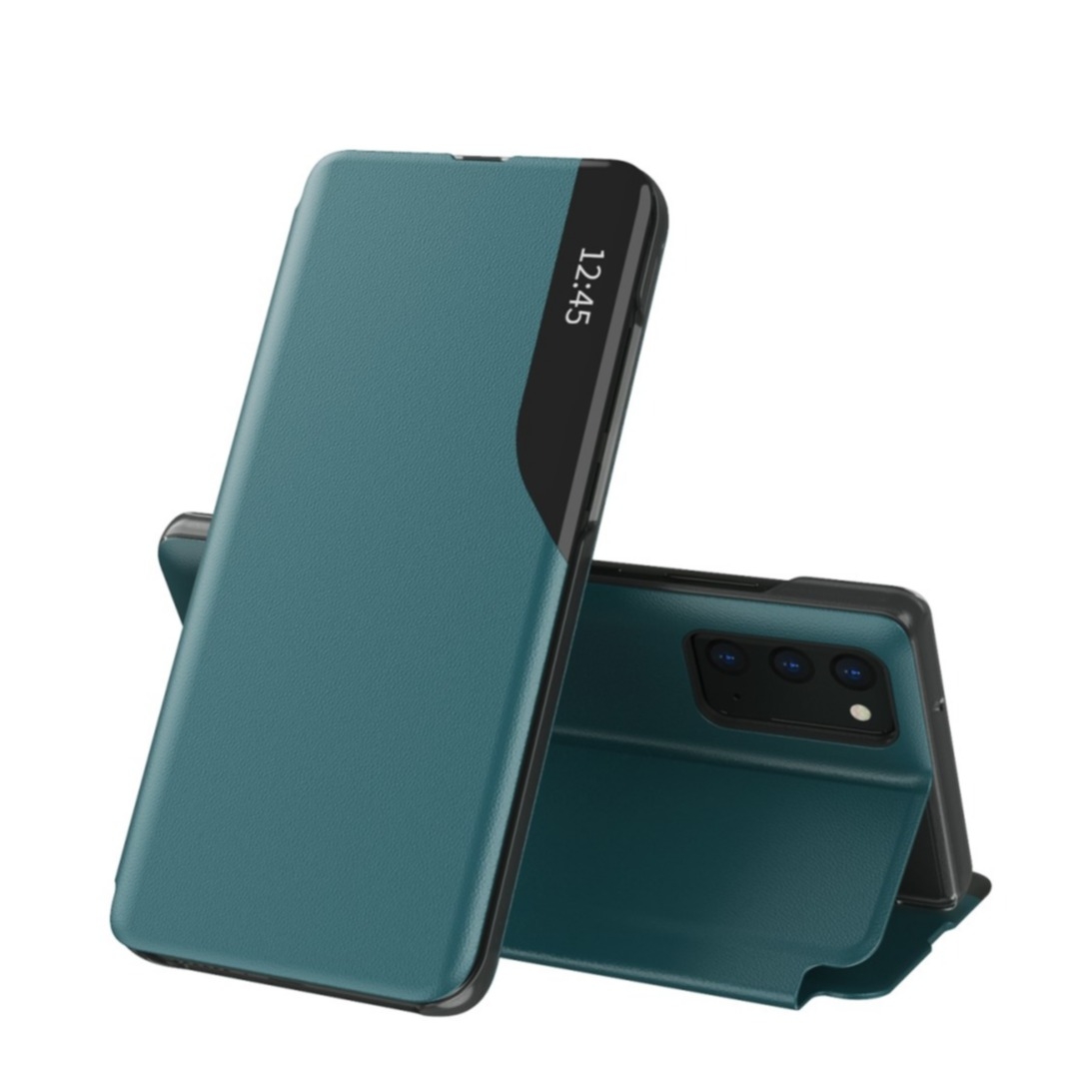 Image of Samsung Galaxy A52s 5G / A52 (5G) Leder Hülle Small Window View Flip Case - Grün / Blau bei Apfelkiste.ch