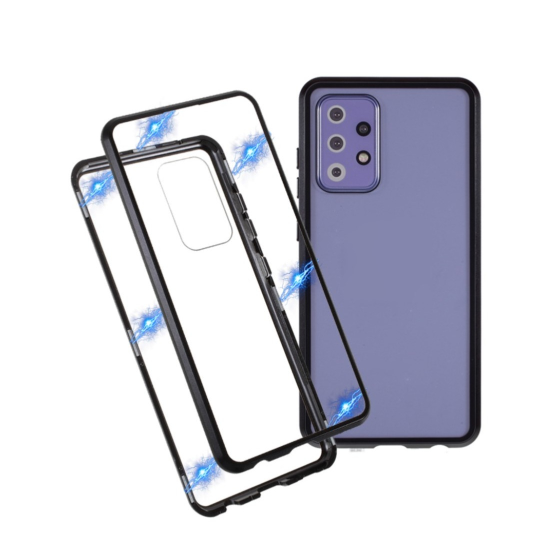Image of Samsung Galaxy A52s 5G / A52 (5G) Magnetische Alu Schutzhülle mit Panzer Glas Backcover + Displayschutz (Magnet-Technologie) - Schwarz bei Apfelkiste.ch