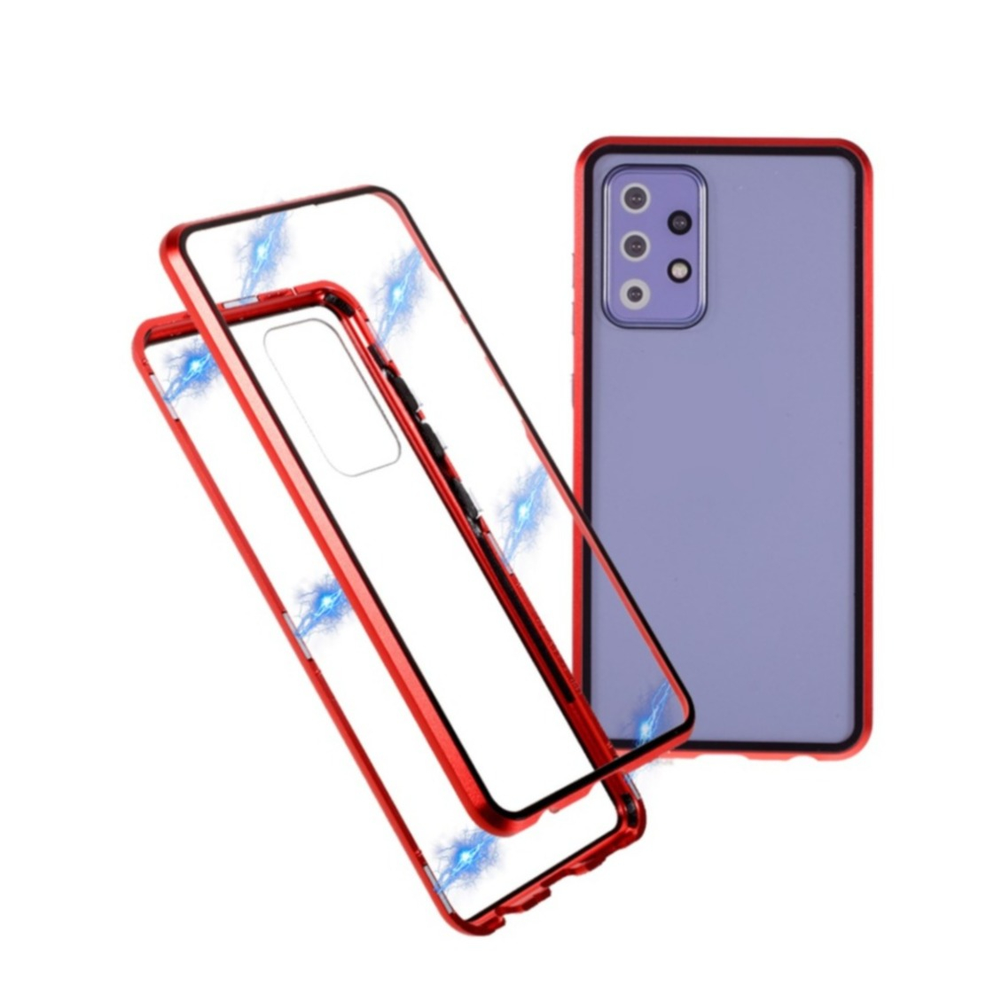 Image of Samsung Galaxy A52s 5G / A52 (5G) Magnetische Alu Schutzhülle mit Panzer Glas Backcover + Displayschutz (Magnet-Technologie) - Rot bei Apfelkiste.ch