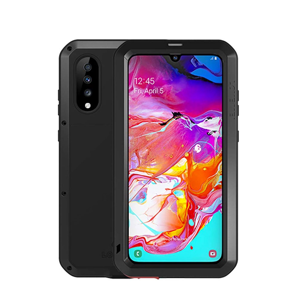 Image of LOVE MEI - Samsung Galaxy A70 Silikon Metall Outdoor Case + Panzerfolie - Schwarz bei Apfelkiste.ch