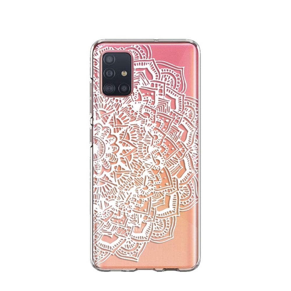 Image of Apfelkiste © - Samsung Galaxy A71 Gummi Case Hülle Ultra Thin Henna Mandala - Transparent / Weiss bei Apfelkiste.ch