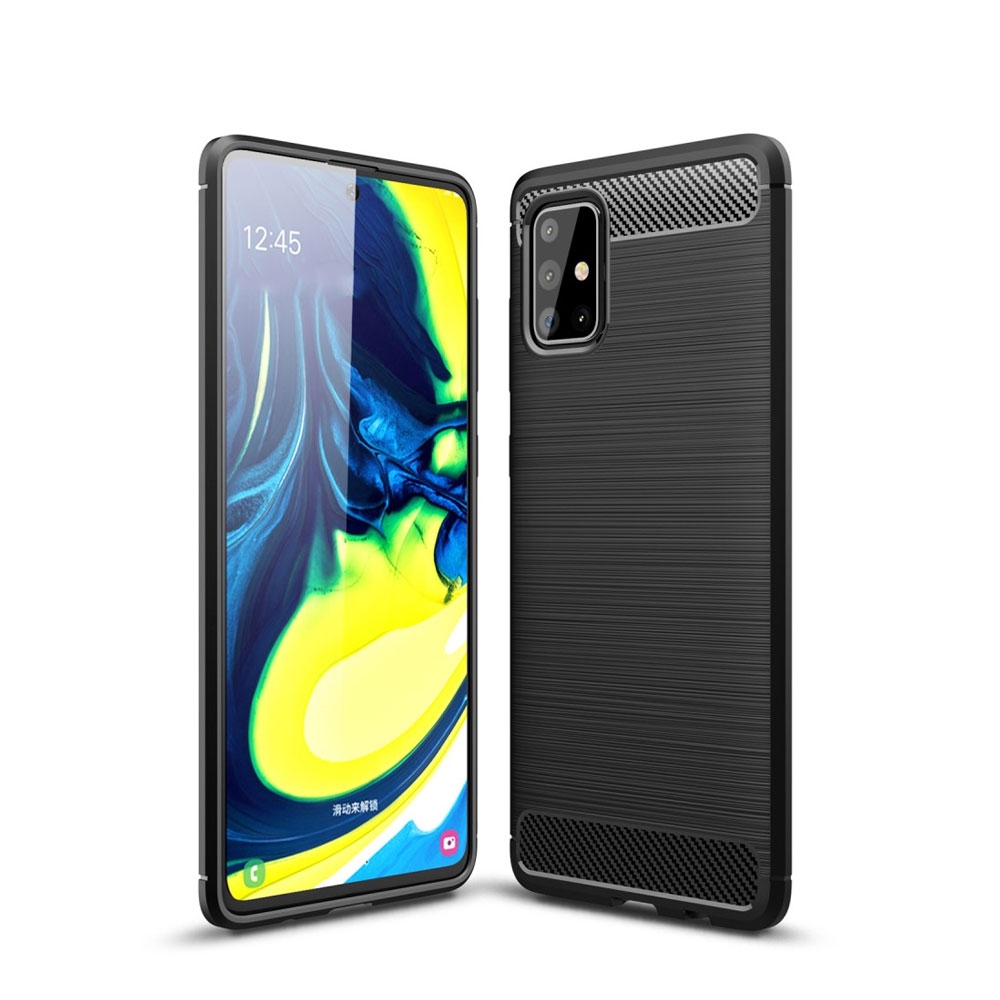 Image of Samsung Galaxy A71 Gummi Case Schutzhülle Carbon Look - Schwarz bei Apfelkiste.ch