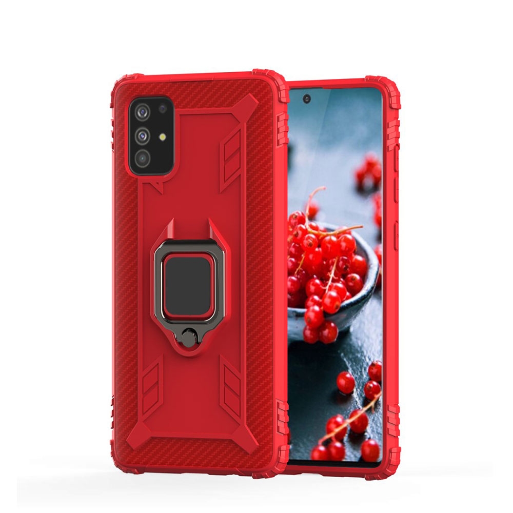 Image of Samsung Galaxy A71 Gummi Hülle Air Cushion + Magnetischer Kickstand Haltering - Rot bei Apfelkiste.ch
