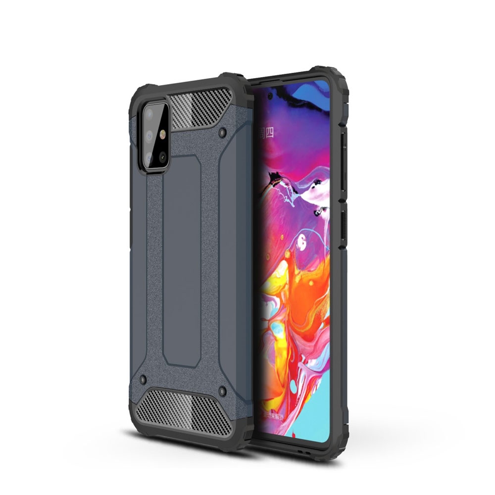 Image of Samsung Galaxy A71 Outdoor Hybrid Hardcase Hülle - Dunkelblau / Schwarz bei Apfelkiste.ch